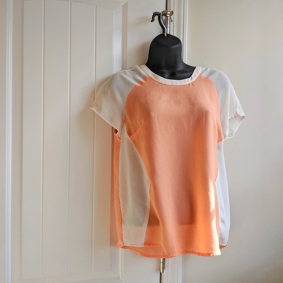 $5 SALE Peach & Ivory Short Sleeve Top, XS, S, Mossimo, Target - Picture 1 of 6